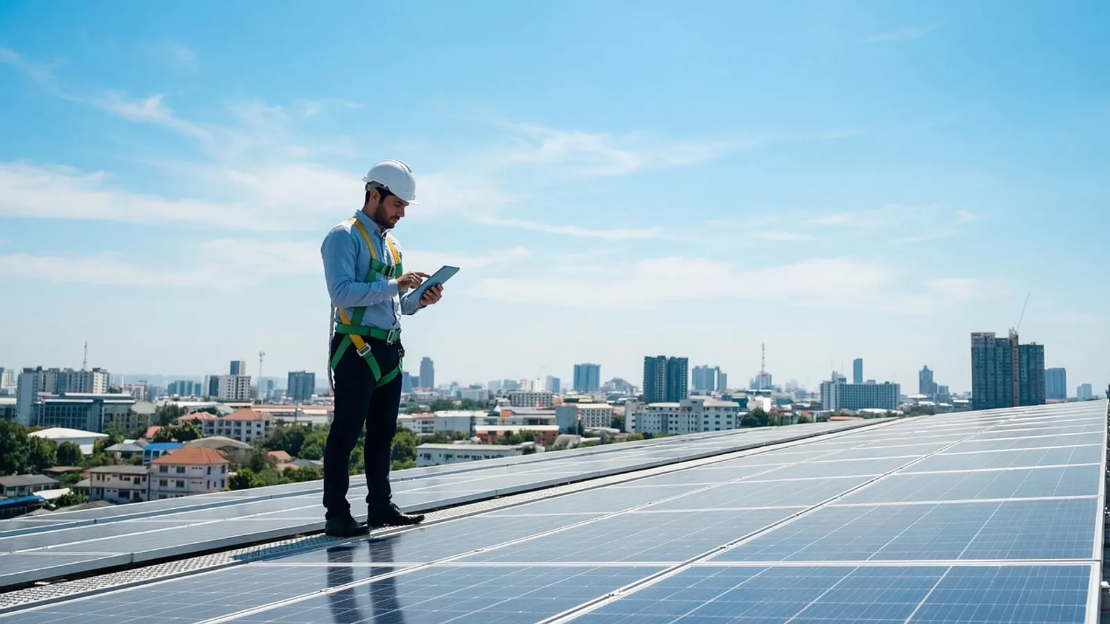 A field technician using a tablet app with no network coverage