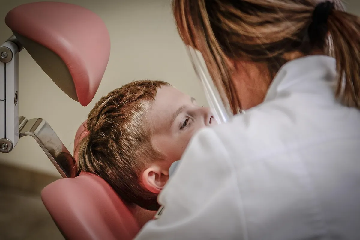 A dental check-up in progress