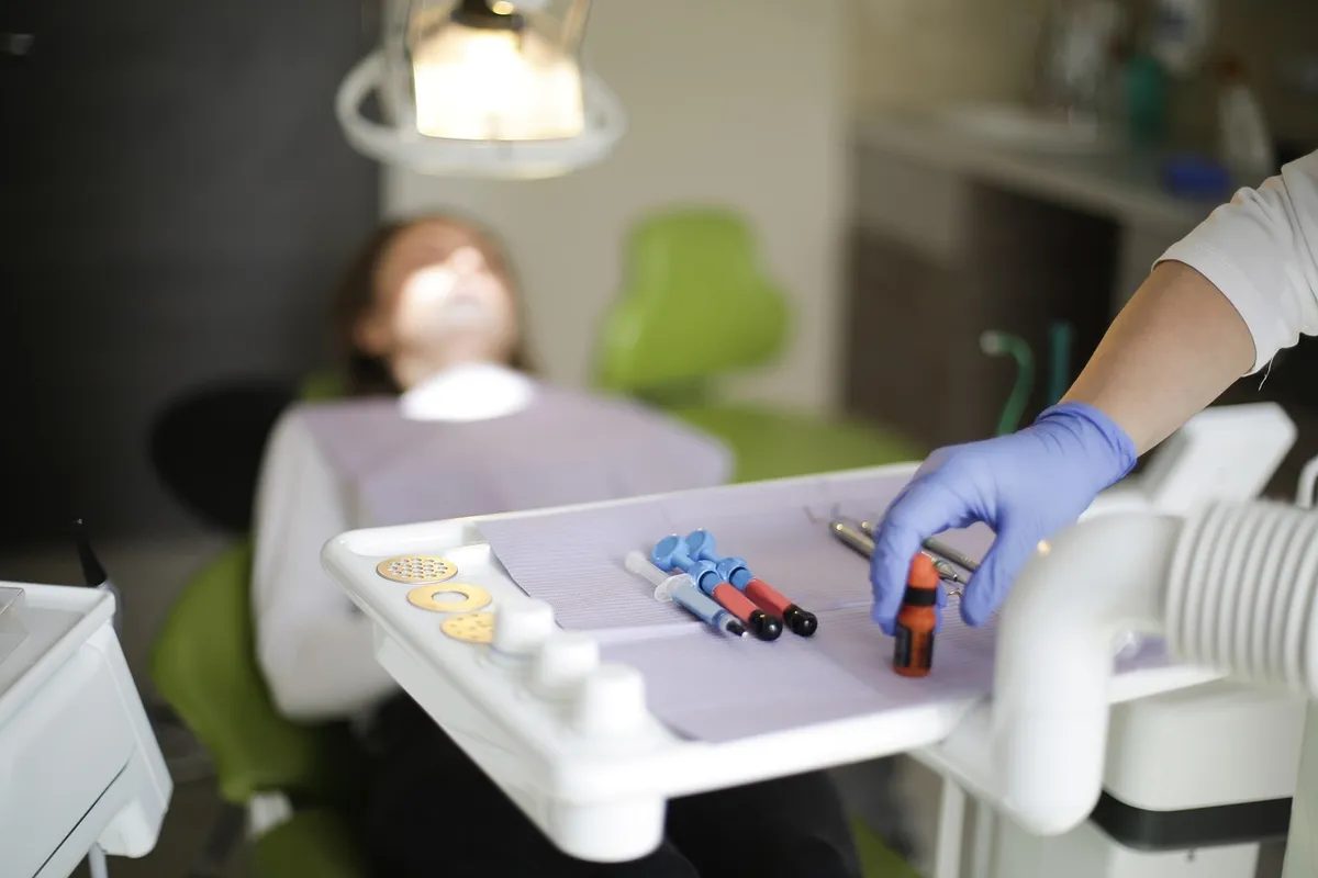 Dental instruments laid out for a procedure